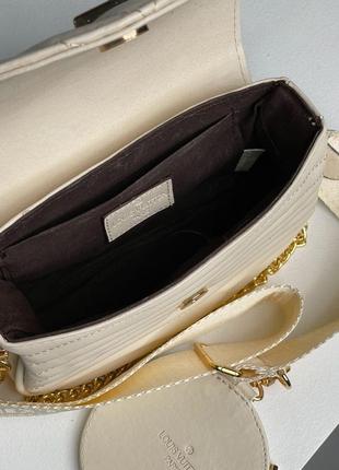 Женская сумка   louis vuitton wave multi pochette cream/gold   экокожа6 фото