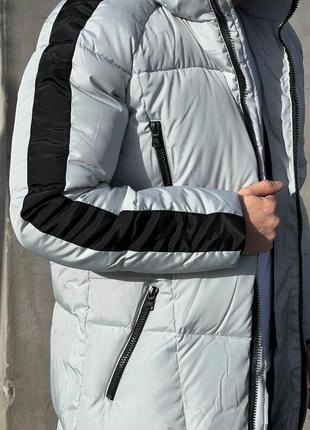 Зимова куртка чоловіча довга до -25 * с тепла strip біла | парка з капюшоном подовжена | пальто зима
