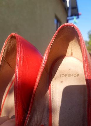 Яркие красные туфли на каблуке натуральная кожа 40 topshop5 фото