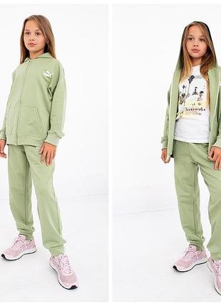 Спортивний костюм підліток puma (двунитка, замок) оливка