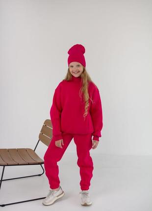 Дитячий утеплений зимовий спортивний якісний костюм пенье на хлопчика дівчинку підлітка оверсайз не кашлатиться зима фемелі лук парні костюми на флісі3 фото