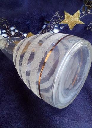 Чехословакия! винтаж карафа (штоф) плотное стекло с напылением сахар позолота...