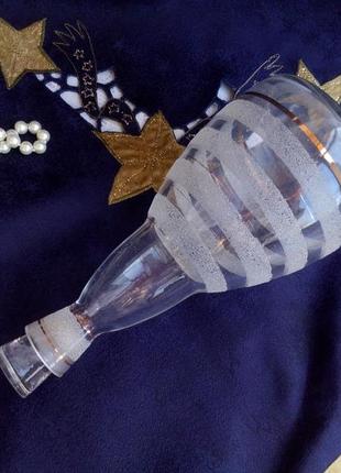 Чехословакия! винтаж карафа (штоф) плотное стекло с напылением сахар позолота...