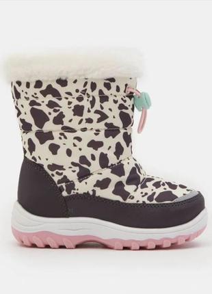 Зимові чоботи дутики в леопардовий принт