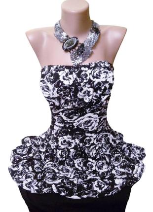 S-м эластичное платье бюстье с воланами k&d из вискозы