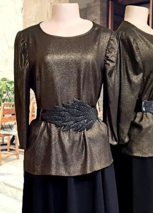 S-m нарядная блузка dorothy perkins, ткань с золотистым напылением, румыния2 фото