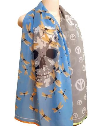 166 см-67 см шарф с черепом и стрекозами, женский палантин2 фото