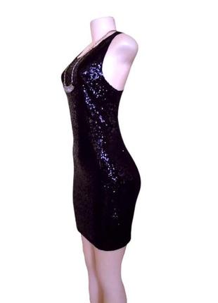 М- l блестящее черное вечернее мини платье imogen с открытой спинкой9 фото