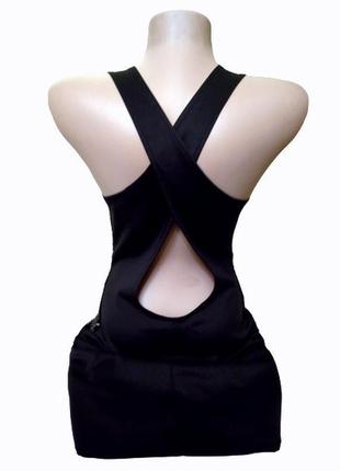 М- l блестящее черное вечернее мини платье imogen с открытой спинкой10 фото
