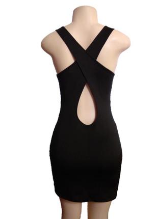 М- l блестящее черное вечернее мини платье imogen с открытой спинкой