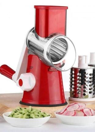 Овощерезка мультислайсер tabletop drum grater kitchen master терка для овощей и фруктов 3 насадки. цвет:7 фото