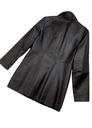 S-m шкіряне класичне чорне півпальто clockhouse, 100% шкіра, довга куртка4 фото