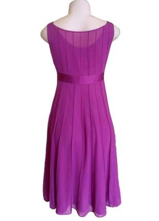 Xs-s сиреневое платье hobbs из натурального шелка с вышивкой бисером, б-у вечернее платье.5 фото