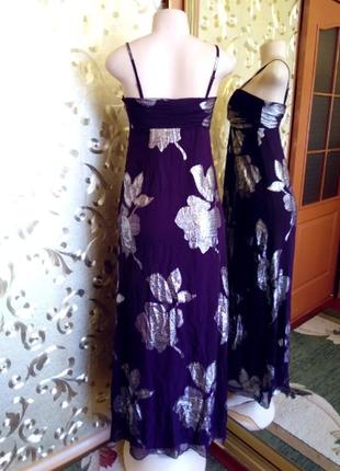Xs-s шикарное натуральное шелковое платье holly willoughby, принт серебряные цветы10 фото