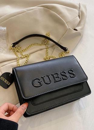 Женская сумка guess кросс-боди на цепочке черная