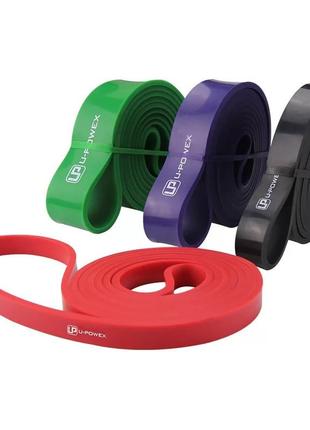 Петли резиновые спортивные эластичные для тренировок резинка для фитнеса u-powex набор 4шт. (4,5-57kg) va-33