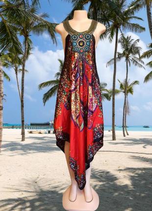S-2xl эксклюзивное макси платье-сарафан boohoo с купонным принтом и вышивкой на декольте3 фото