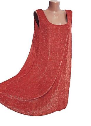 3xl-7xl элегантное вечернее красное платье ellos с серебристым люрексом, швеция1 фото
