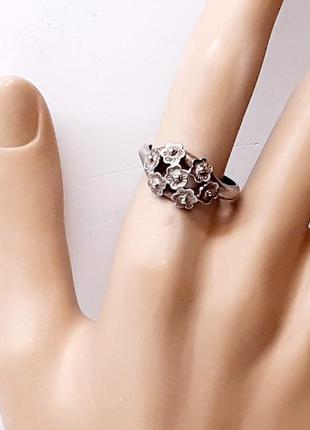 Кольцо ссср 7 цветочков, серебро 925 пр, винтажный женский перстень2 фото