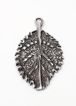 Серебряная подвеска лист, винтажный кулон серебро 925 пр4 фото