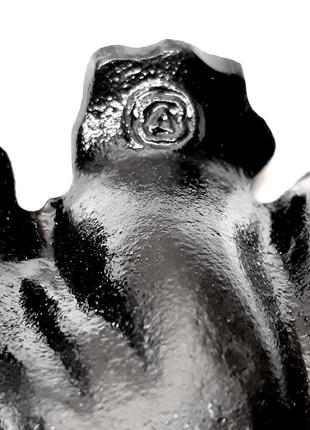 Черная вазочка ссср лист винограда, идеальная советская металлическая пепельница литье7 фото