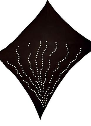 Эффектный платок с серебристыми бусинами, б-у натуральный черный трикотаж, шаль, хустка4 фото