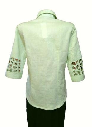 Xxs-s впечатляющая салатовая блуза yang с ажурными деталями и шелковой вышивкой пог-48 см.2 фото