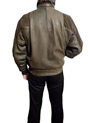 L-3xl утепленная мужская кожаная куртка пилот principle, бомбер на синтепоне, короткая куртка6 фото