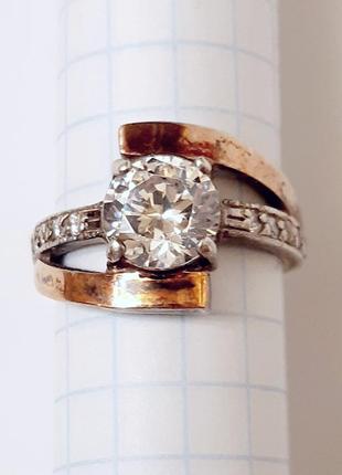 Красивое женское кольцо ссср, 925 пр, позолота7 фото
