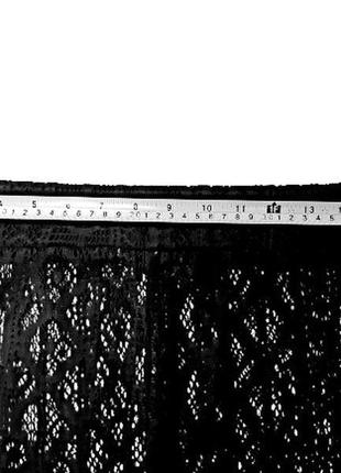 Xl-3xl эффектные черные гипюровые брюки, талия на резинке, с разрезами по бокам7 фото