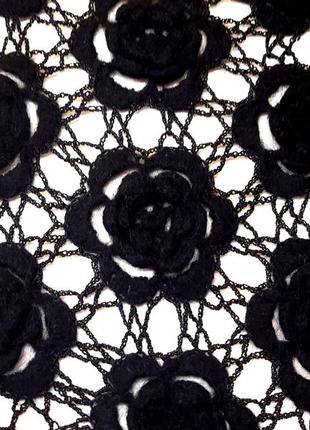 S-8xl черное шерстяное пончо, ажурная мохеровая вязаная накидка с бахромой2 фото