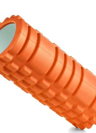 Ролик массажный роллер спортивный тренировочный для йоги и фитнеса u-powex eva(33x14см.) orange va-33