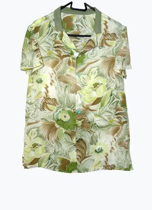 Красивая женская блуза/рубашка из плотного шифона в цветочный принт