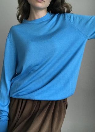 100% шерсть. синяя кофта джемпер реглан теплый свитер на осень зима6 фото