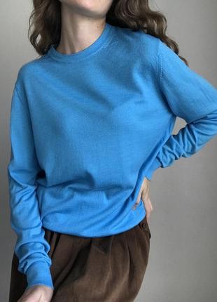 100% шерсть. синяя кофта джемпер реглан теплый свитер на осень зима5 фото