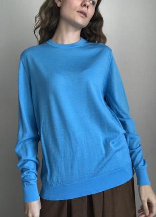 100% шерсть. синяя кофта джемпер реглан теплый свитер на осень зима3 фото