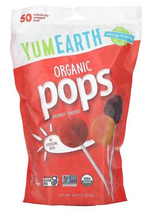 Органічні льодяники yumearth organic pops асорті на паличці 50 льодяників 310 г2 фото