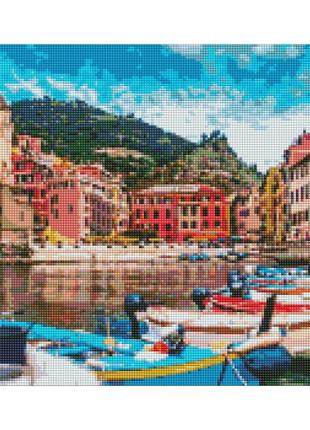 Алмазна мозаїка "містечко італії" ідейка amc7675 без підрамника 40х50 см