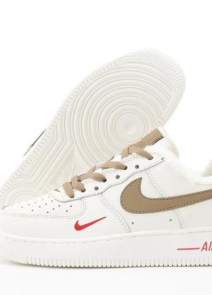 Зимние женские кроссовки nike air force 1 low winter white beige (мех) 36-37-38-39-40-411 фото