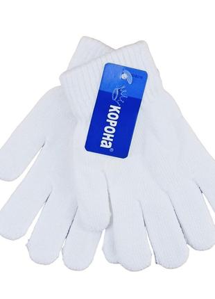 Детские перчатки шерстяные осень-зима 5-8 лет однотонные белый5 фото
