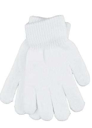 Детские перчатки шерстяные осень-зима 5-8 лет однотонные белый3 фото