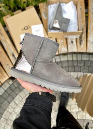 Уггі ugg grey metallic suede