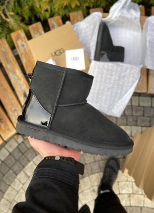 Угги ugg black metallic suede