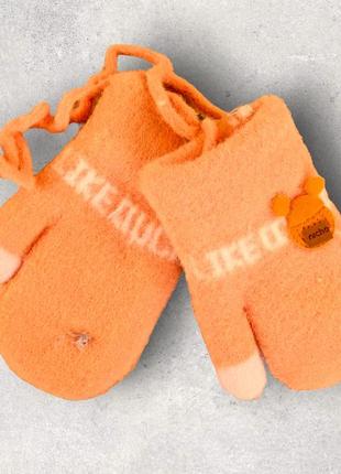 Дитячі рукавиці альпака з хутром nicho 2-3 роки осінь-зима абрикосовий