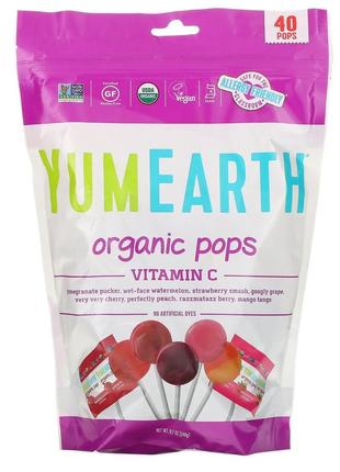 Органические леденцы с витамином c yumearth organic pops vitamin c ассорти 40 леденцов 248 г1 фото