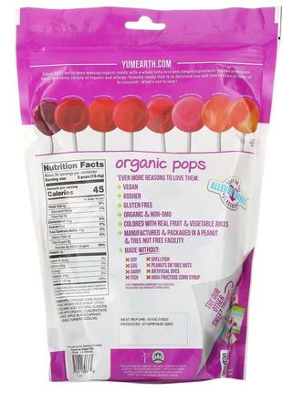 Органические леденцы с витамином c yumearth organic pops vitamin c ассорти 40 леденцов 248 г2 фото