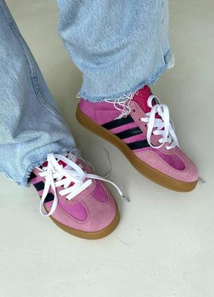 Женские кроссовки розовые adidas gazelle x gucci pink3 фото