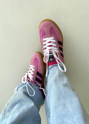 Женские кроссовки розовые adidas gazelle x gucci pink4 фото