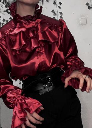 Вампирская, годовая бордовая блуза из жабо. косплей/хелоуин2 фото