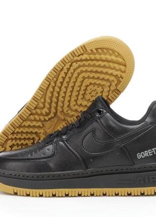 Осінні чоловічі кросівки nike air force 1 low gore tex black (термо) 41-42-43-44-45